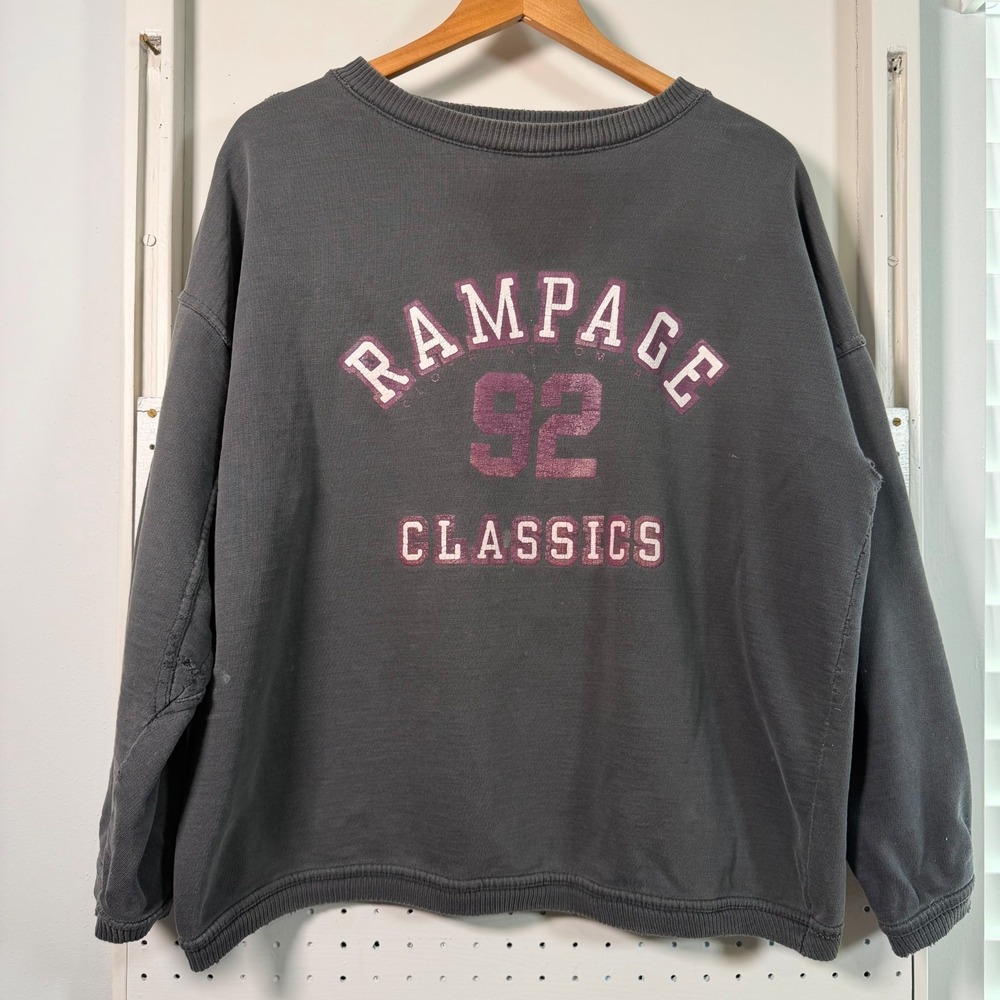 VTG Rampage 92 Classics Sweatshirt Women's Charcoal Graphic Long Sleeve - Large